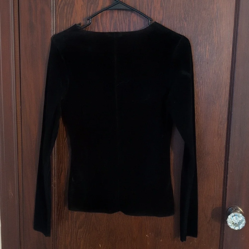 Intimately Free People Black Long Sleeve Velvet Top Size Small
